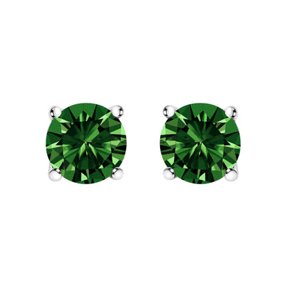 14K White Gold 1.0 Cttw Lab Grown Green Diamond Classic Solitaire Stud Earrings Bids.com