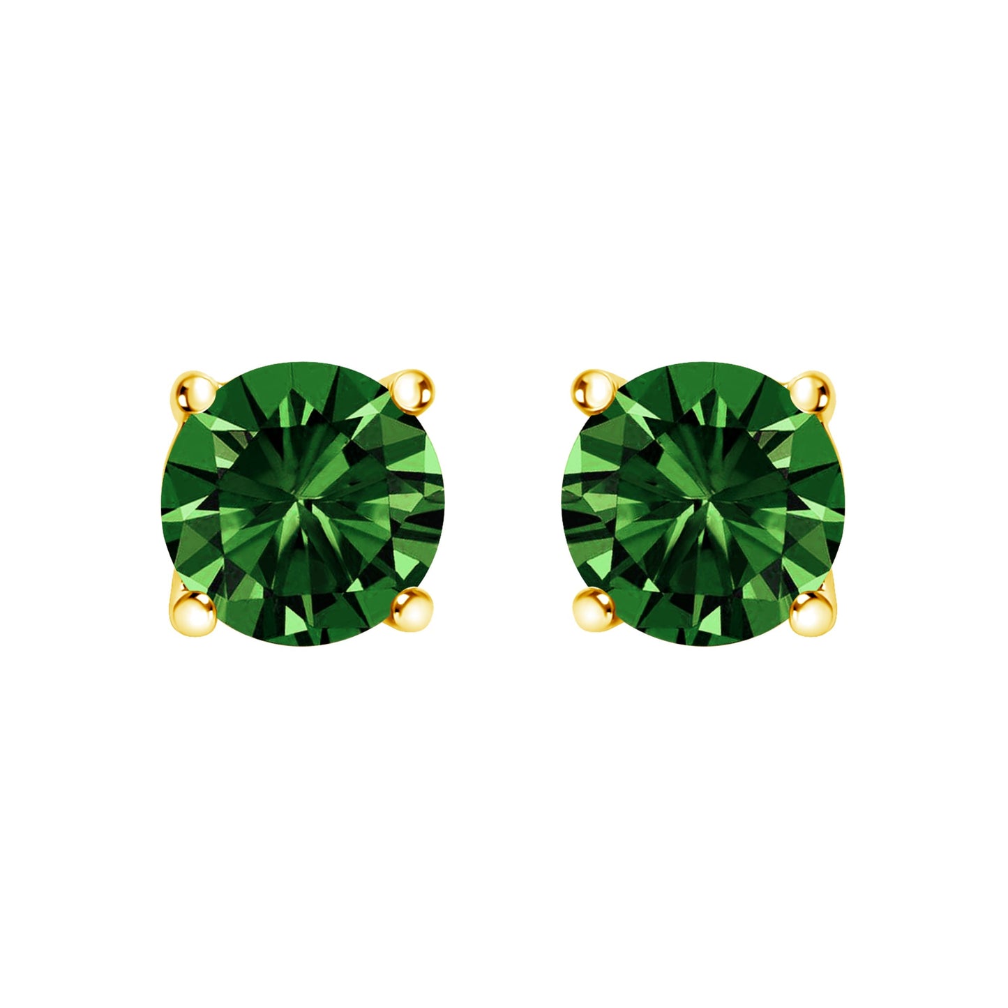14K White Gold 1.0 Cttw Lab Grown Green Diamond Classic Solitaire Stud Earrings Bids.com