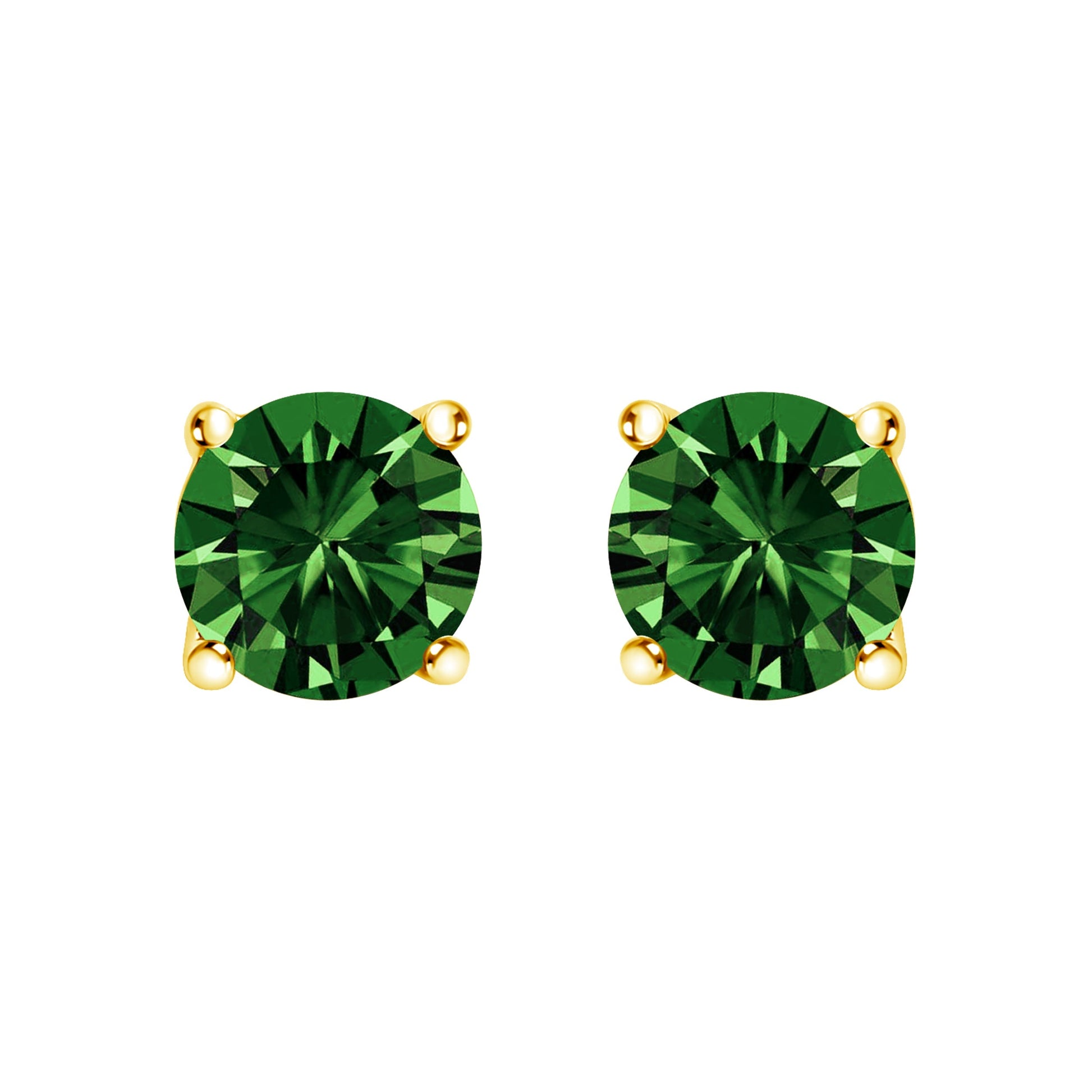 14K White Gold 1.0 Cttw Lab Grown Green Diamond Classic Solitaire Stud Earrings Bids.com