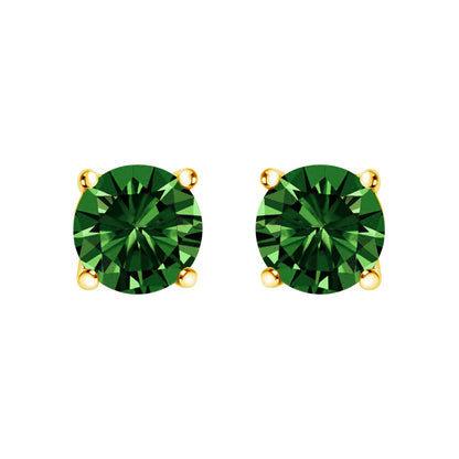 14K White Gold 1.0 Cttw Lab Grown Green Diamond Classic Solitaire Stud Earrings Bids.com