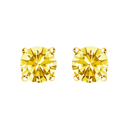 14K White Gold 1.0 Cttw Lab Grown Yellow Diamond Solitaire Stud Earrings (Yellow Color, VS2-SI1 Clarity) Bids.com
