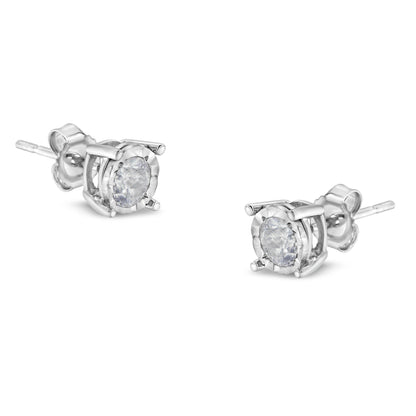 .925 Sterling Silver 1/2 Cttw Near Colorless Round Brilliant-Cut Diamond Miracle-Set Stud Earrings (H-I Color, I2-I3 Clarity) Bids.com
