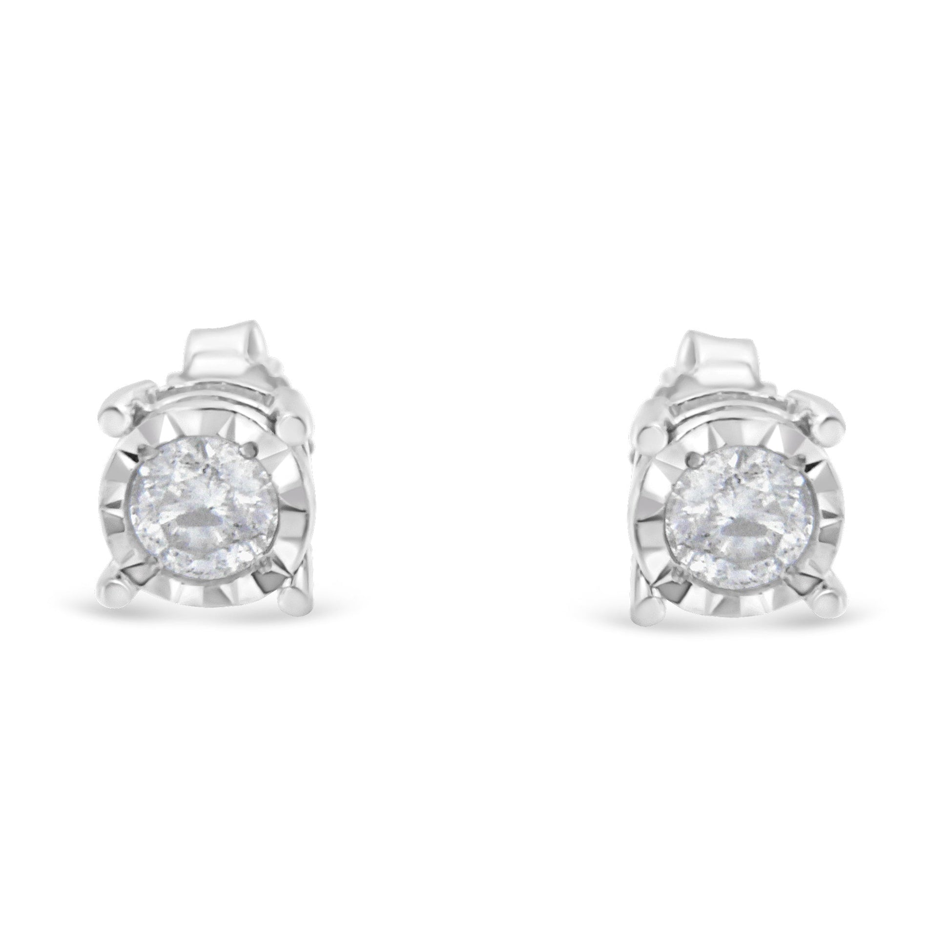 .925 Sterling Silver 1/2 Cttw Near Colorless Round Brilliant-Cut Diamond Miracle-Set Stud Earrings (H-I Color, I2-I3 Clarity) Bids.com