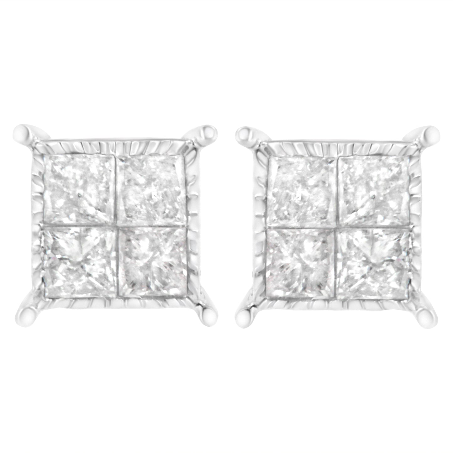 Sterling Silver 3/4 cttw Composite Diamond Stud Earrings (I-J, I2-I3) Bids.com