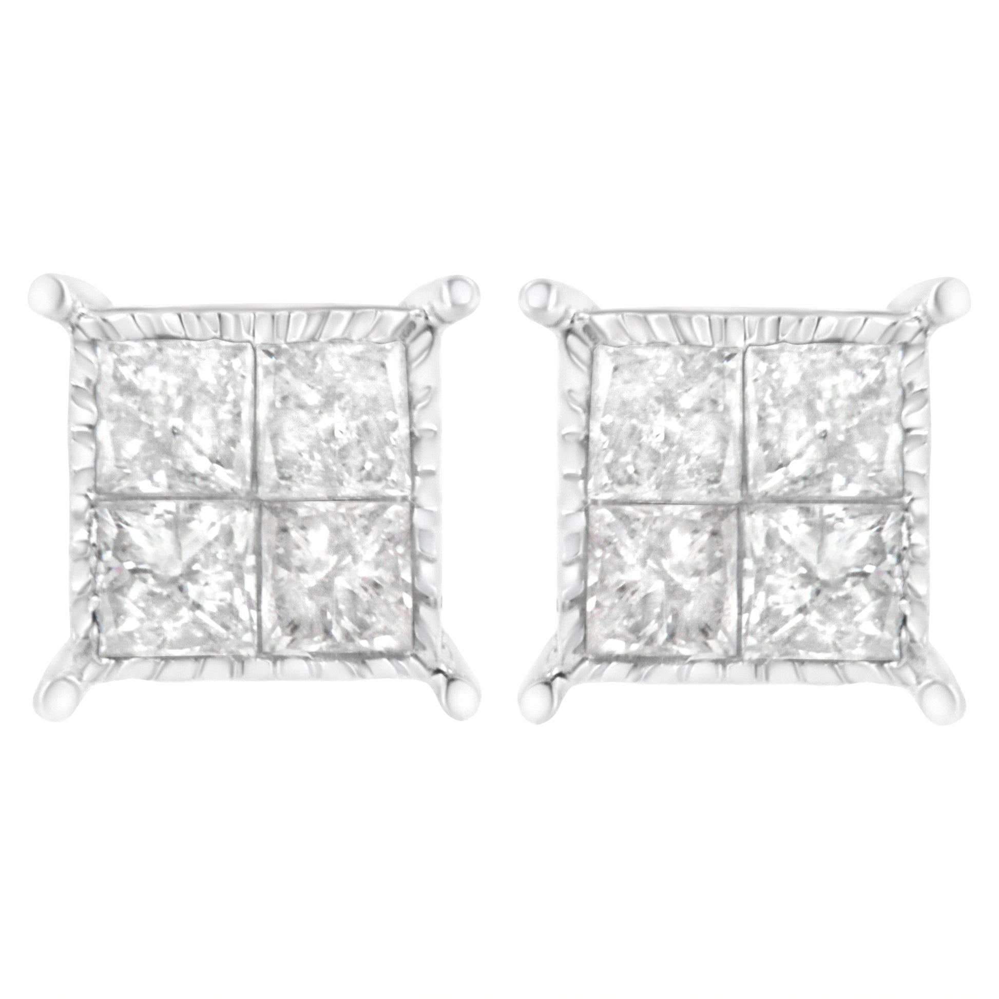 Sterling Silver 3/4 cttw Composite Diamond Stud Earrings (I-J, I2-I3) Bids.com