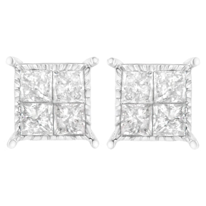 Sterling Silver 3/4 cttw Composite Diamond Stud Earrings (I-J, I2-I3) Bids.com