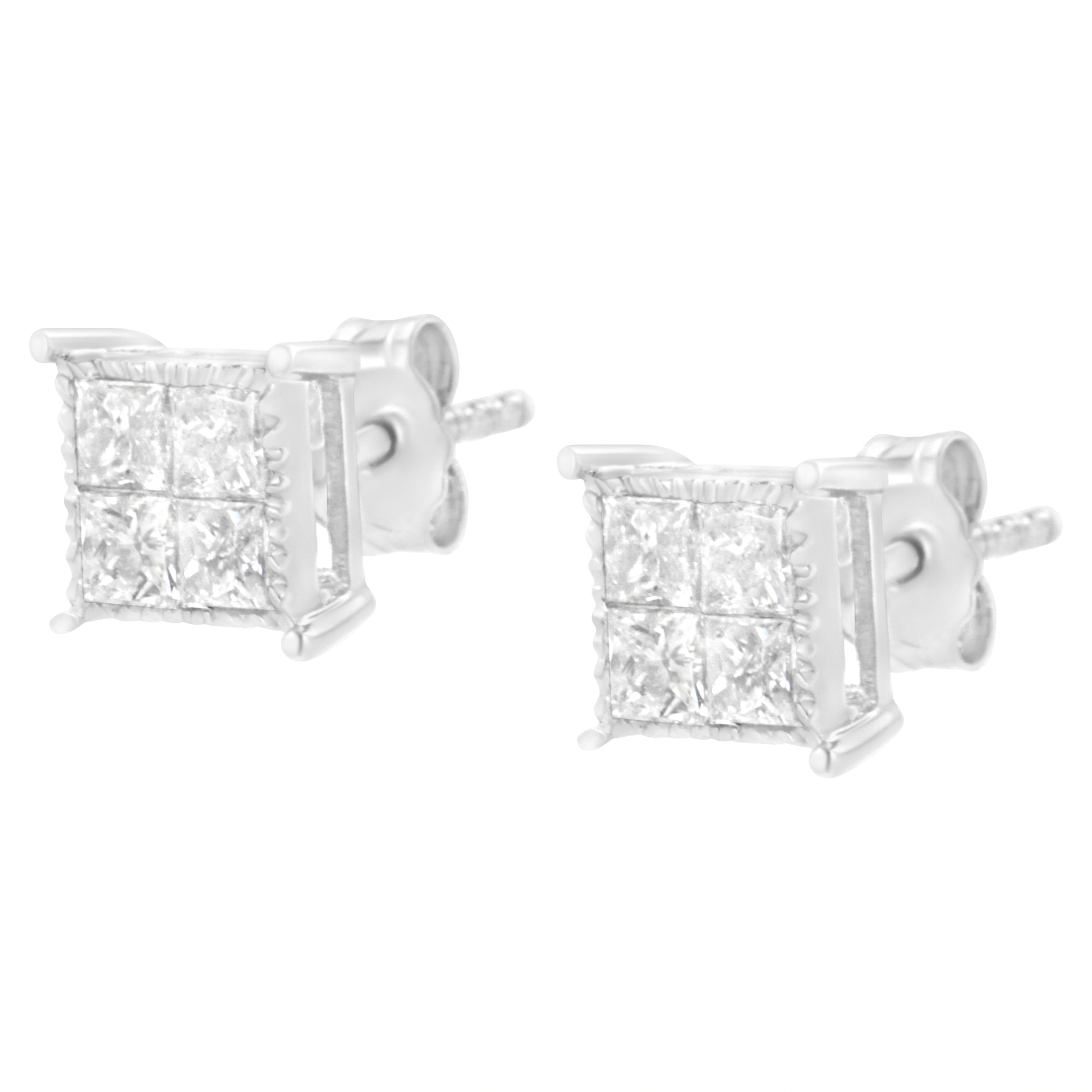 Sterling Silver 3/4 cttw Composite Diamond Stud Earrings (I-J, I2-I3) Bids.com