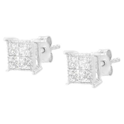 Sterling Silver 3/4 cttw Composite Diamond Stud Earrings (I-J, I2-I3) Bids.com