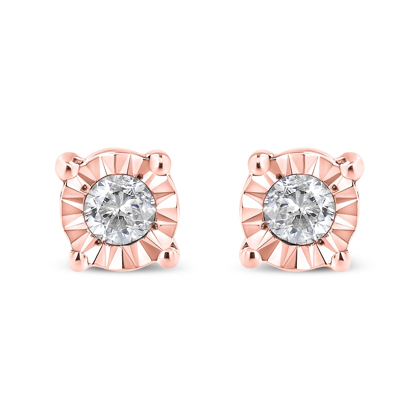 10K Yellow Gold Plated .925 Sterling Silver 1/10 Cttw Round Brilliant-Cut Diamond Miracle-Set Stud Earrings (J-K Color, I3 Clarity) Bids.com