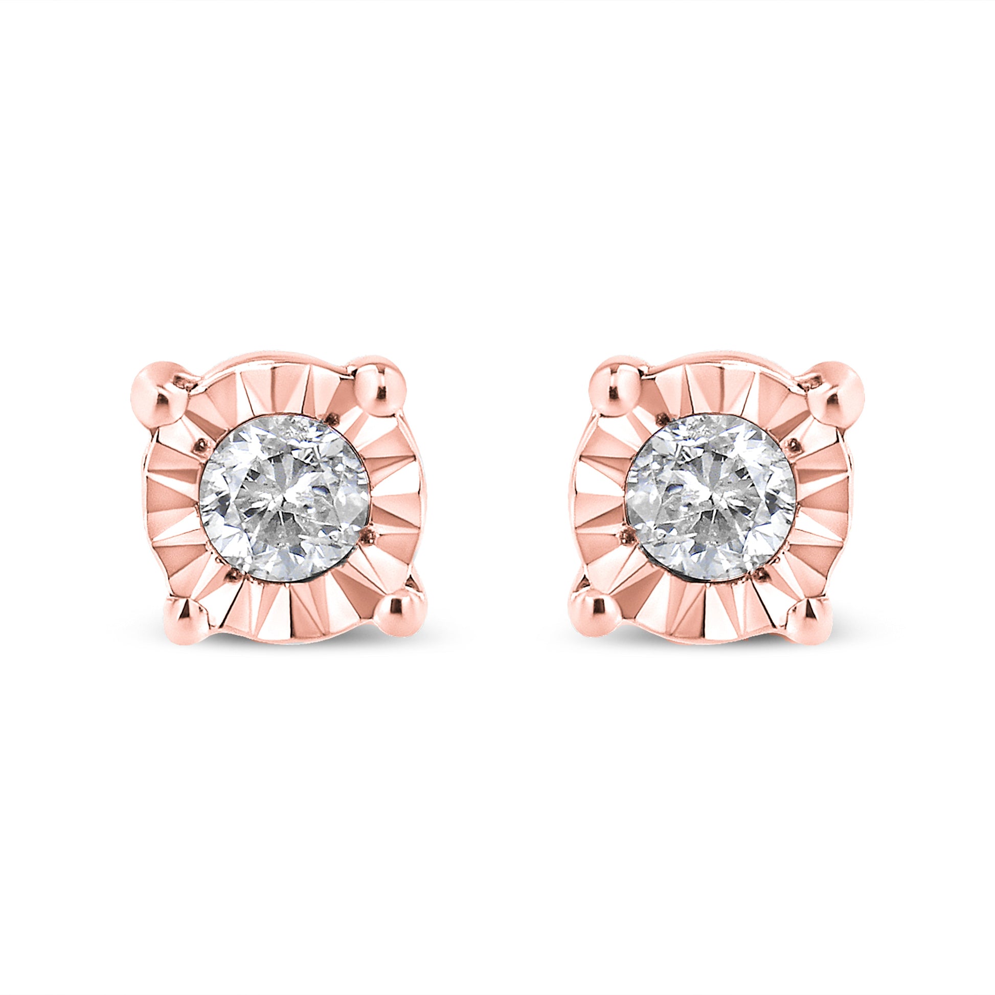 10K Yellow Gold Plated .925 Sterling Silver 1/10 Cttw Round Brilliant-Cut Diamond Miracle-Set Stud Earrings (J-K Color, I3 Clarity) Bids.com