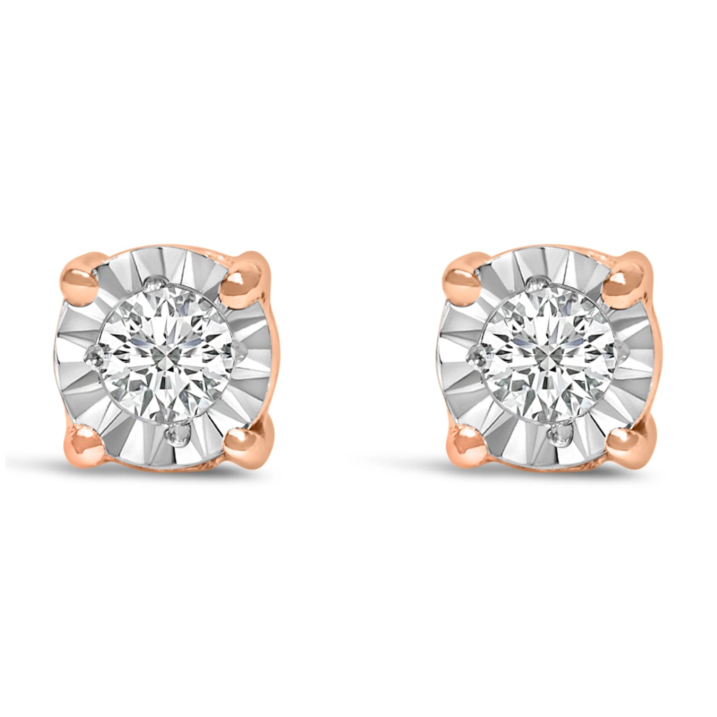 .925 Sterling Silver 1/10 Cttw Round Brilliant-Cut Lab Grown Diamond Miracle-Set Stud Earrings (F-G Color, VS1-VS2 Clarity) Bids.com