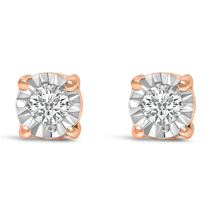.925 Sterling Silver 1/10 Cttw Round Brilliant-Cut Lab Grown Diamond Miracle-Set Stud Earrings (F-G Color, VS1-VS2 Clarity) Bids.com