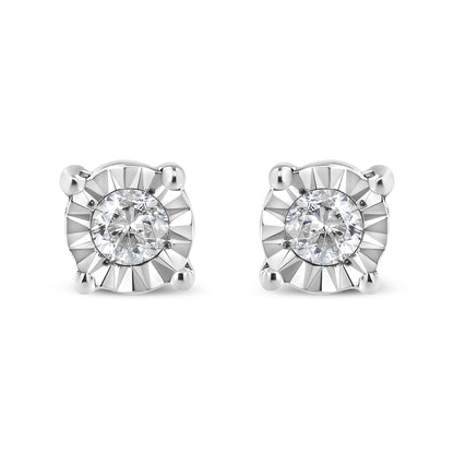 10K Yellow Gold Plated .925 Sterling Silver 1/10 Cttw Round Brilliant-Cut Diamond Miracle-Set Stud Earrings (J-K Color, I3 Clarity) Bids.com