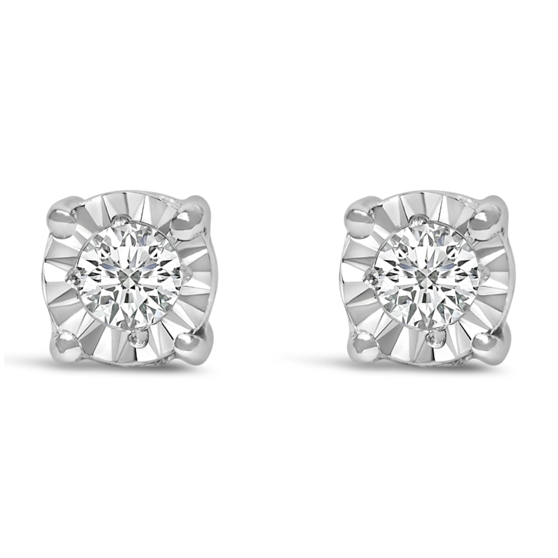 .925 Sterling Silver 1/10 Cttw Round Brilliant-Cut Lab Grown Diamond Miracle-Set Stud Earrings (F-G Color, VS1-VS2 Clarity) Bids.com