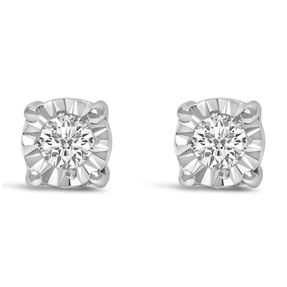 .925 Sterling Silver 1/10 Cttw Round Brilliant-Cut Lab Grown Diamond Miracle-Set Stud Earrings (F-G Color, VS1-VS2 Clarity) Bids.com