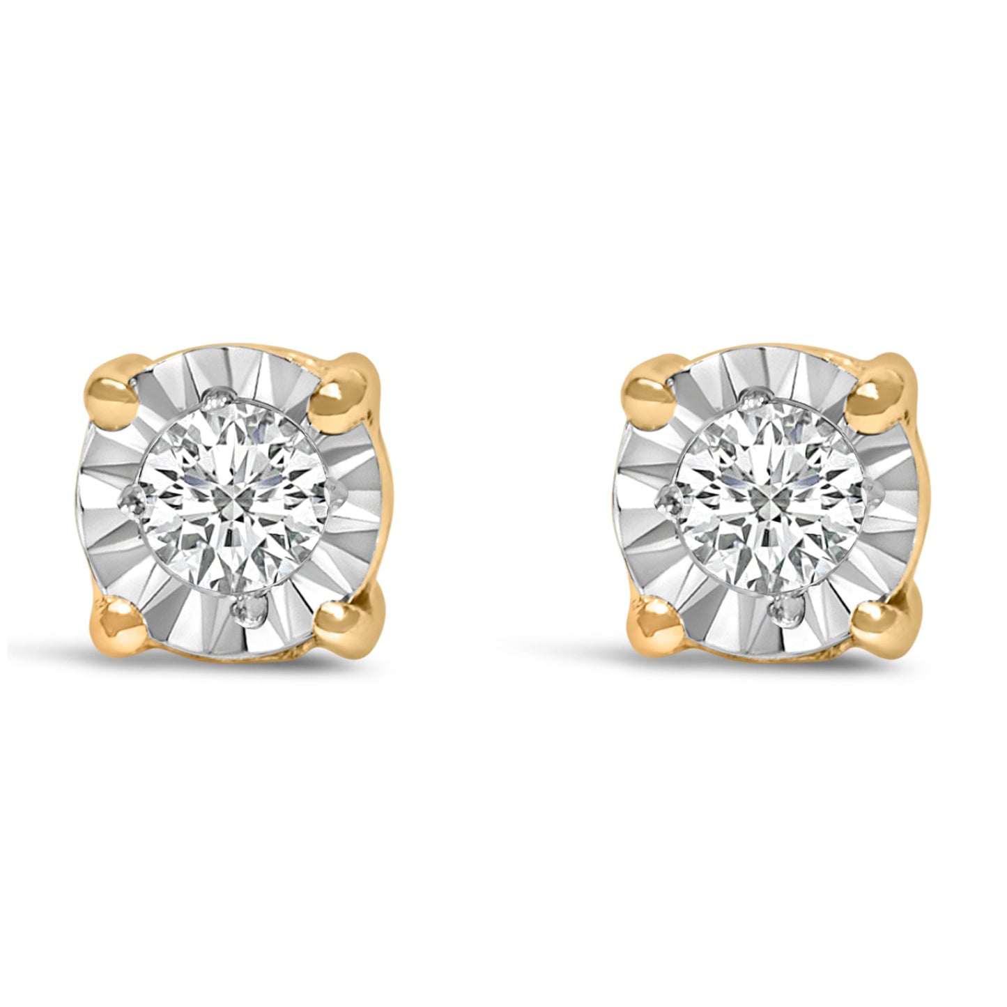 .925 Sterling Silver 1/10 Cttw Round Brilliant-Cut Lab Grown Diamond Miracle-Set Stud Earrings (F-G Color, VS1-VS2 Clarity) Bids.com
