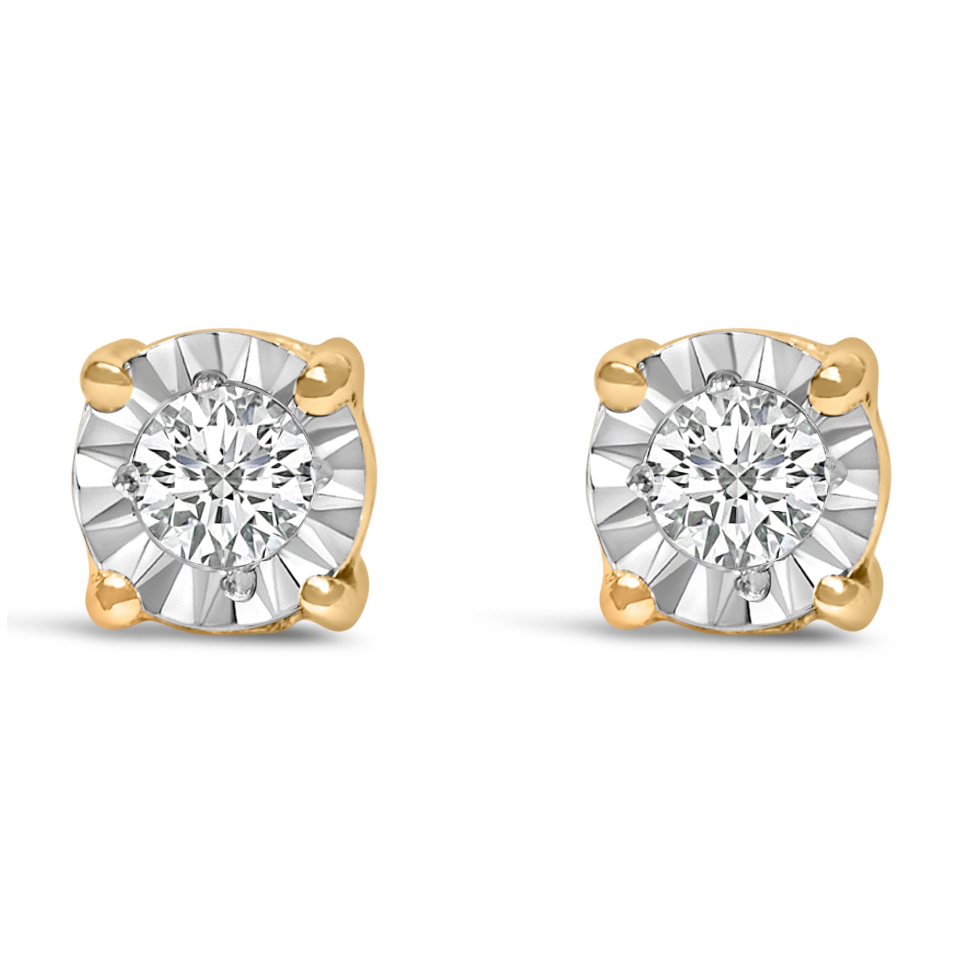 .925 Sterling Silver 1/10 Cttw Round Brilliant-Cut Lab Grown Diamond Miracle-Set Stud Earrings (F-G Color, VS1-VS2 Clarity) Bids.com