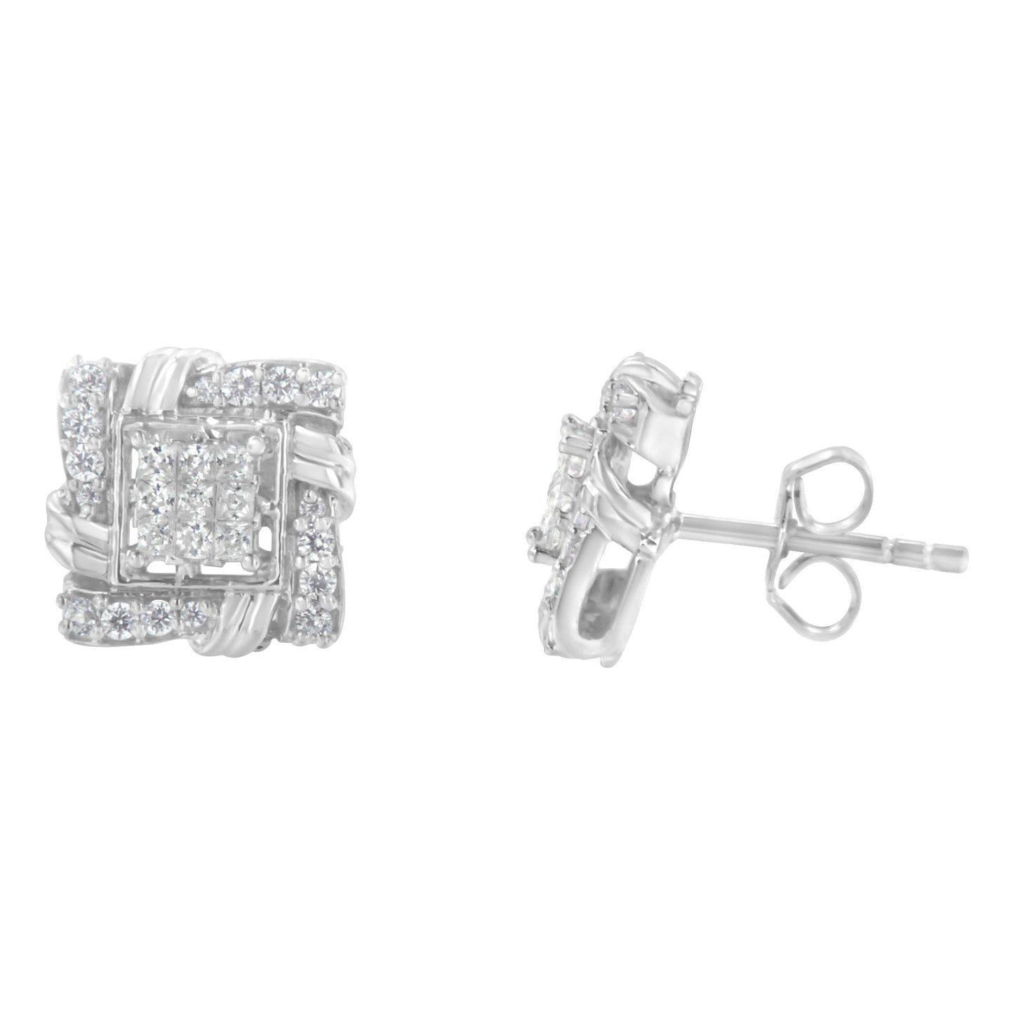 .925 Sterling Silver 1/2 Cttw Round-Cut Diamond Stud Earrings (I-J Color, I1-I2 Clarity) Bids.com