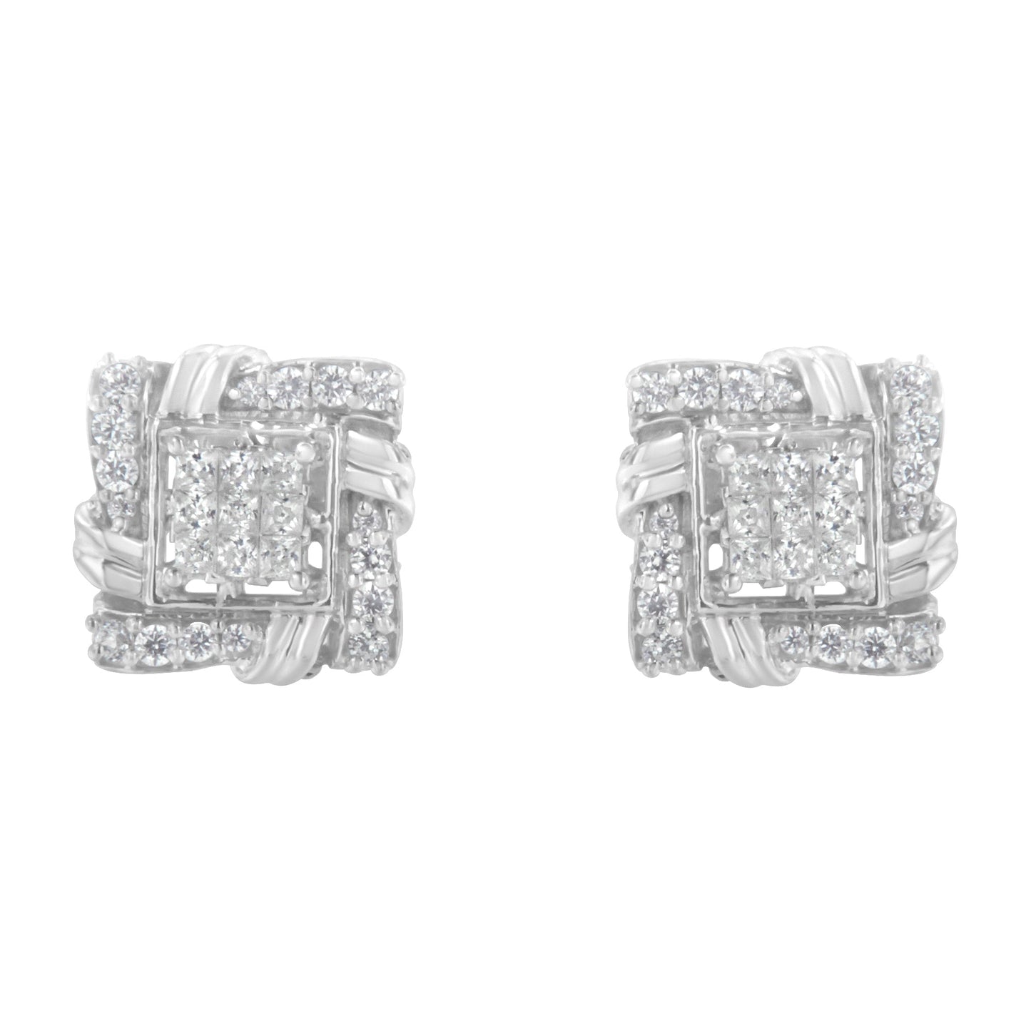 .925 Sterling Silver 1/2 Cttw Round-Cut Diamond Stud Earrings (I-J Color, I1-I2 Clarity) Bids.com