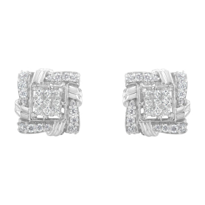 .925 Sterling Silver 1/2 Cttw Round-Cut Diamond Stud Earrings (I-J Color, I1-I2 Clarity) Bids.com