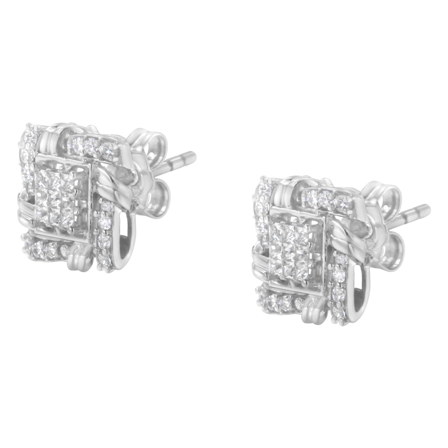 .925 Sterling Silver 1/2 Cttw Round-Cut Diamond Stud Earrings (I-J Color, I1-I2 Clarity) Bids.com