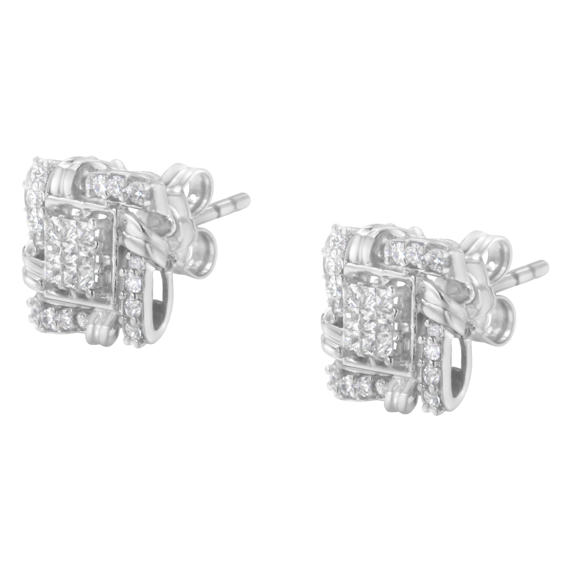 .925 Sterling Silver 1/2 Cttw Round-Cut Diamond Stud Earrings (I-J Color, I1-I2 Clarity) Bids.com