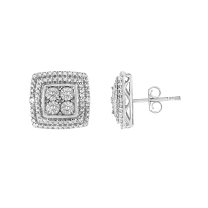 10K Yellow, White, and Rose Gold Plated Sterling Silver Diamond Accent Earrings (I-J Clarity, I3 Color) Bids.com