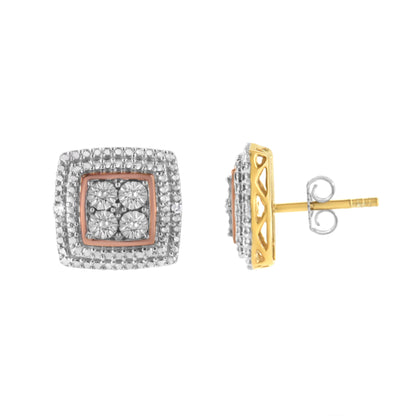 10K Yellow, White, and Rose Gold Plated Sterling Silver Diamond Accent Earrings (I-J Clarity, I3 Color) Bids.com