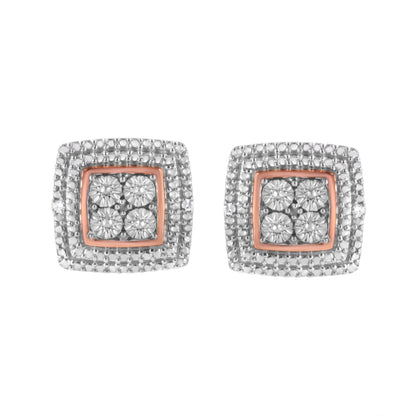 10K Yellow, White, and Rose Gold Plated Sterling Silver Diamond Accent Earrings (I-J Clarity, I3 Color) Bids.com