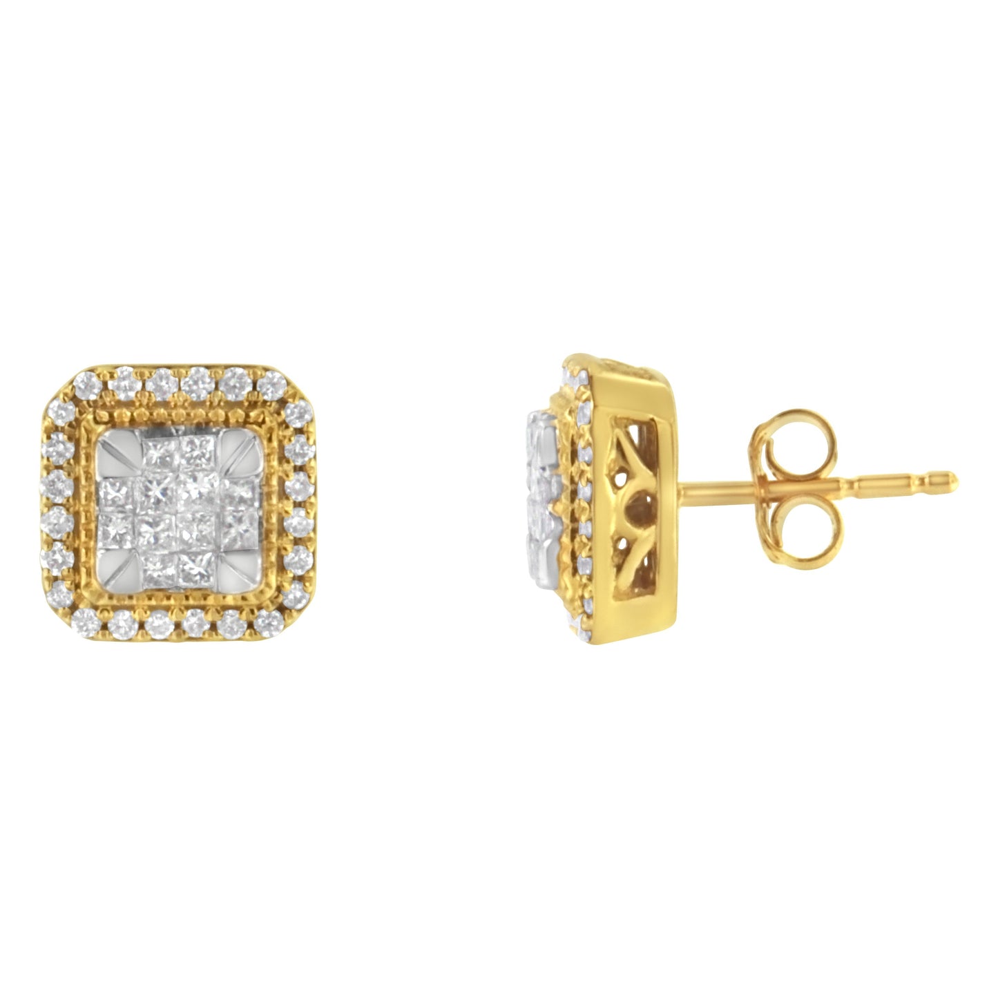 10KT Yellow Gold Diamond Stud Earrings (1/2 cttw, H-I Color, SI2-I1 Clarity) Bids.com