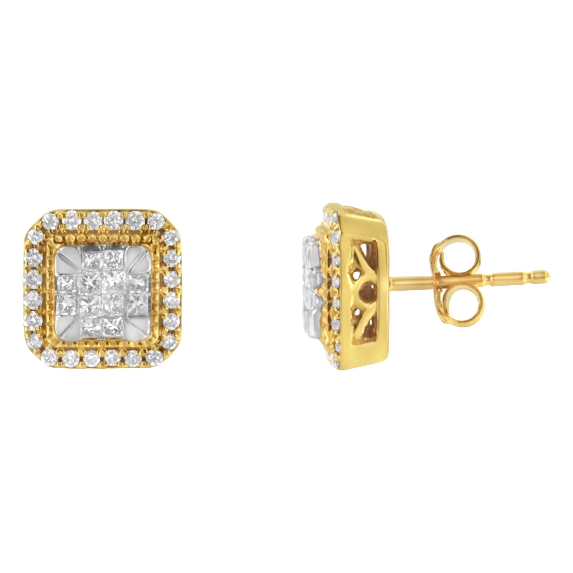 10KT Yellow Gold Diamond Stud Earrings (1/2 cttw, H-I Color, SI2-I1 Clarity) Bids.com