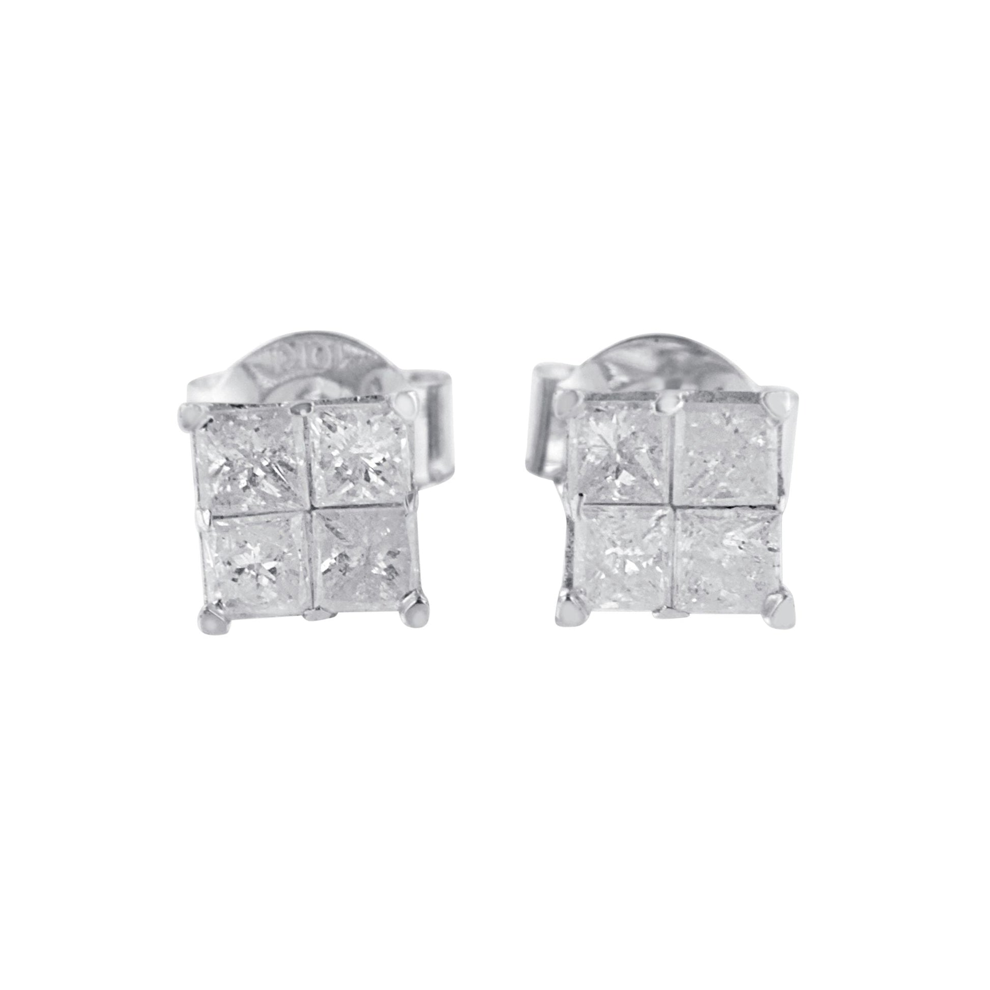 10k White Gold Diamond Stud Earrings (0.60 cttw, I-J Color, I2-I3 Clarity) Bids.com
