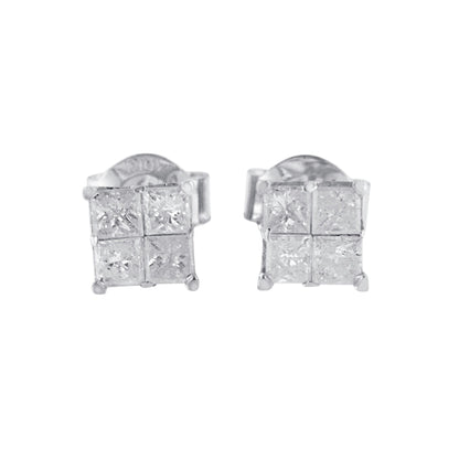 10k White Gold Diamond Stud Earrings (0.60 cttw, I-J Color, I2-I3 Clarity) Bids.com