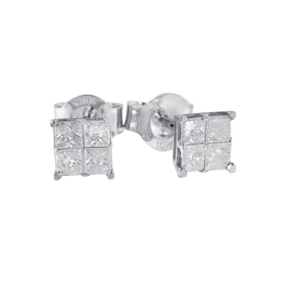 10k White Gold Diamond Stud Earrings (0.60 cttw, I-J Color, I2-I3 Clarity) Bids.com