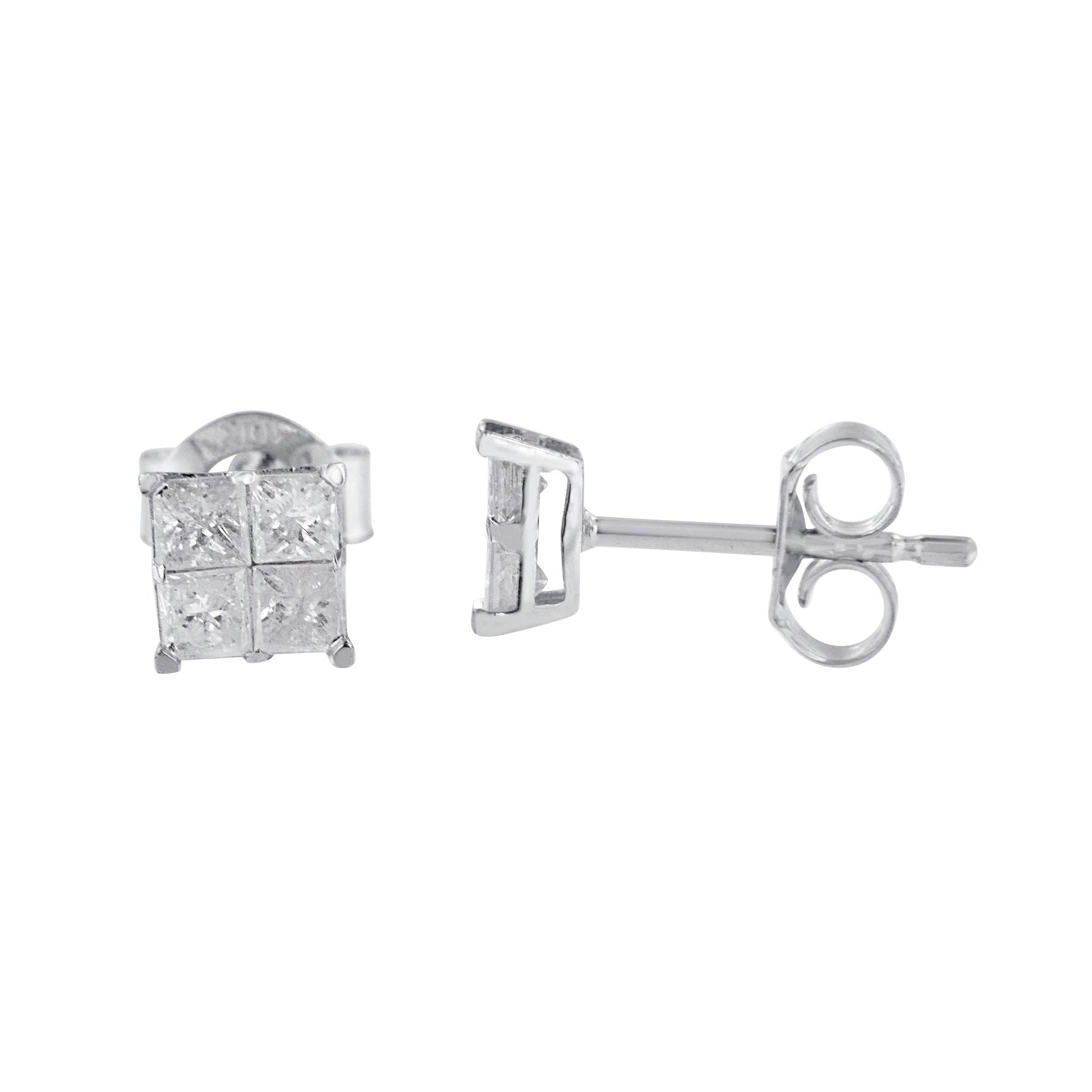 10k White Gold Diamond Stud Earrings (0.60 cttw, I-J Color, I2-I3 Clarity) Bids.com