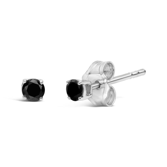 .925 Sterling Silver 1/2 Cttw Black Diamond Solitaire Stud Earrings Bids.com