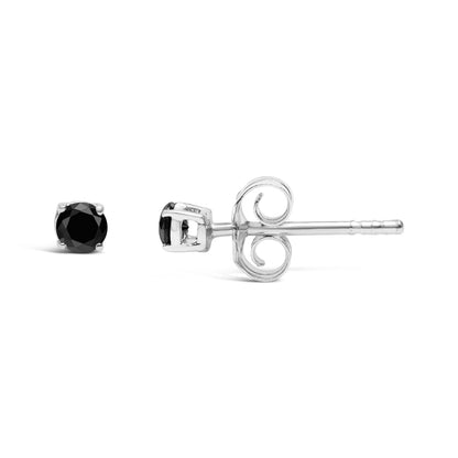 .925 Sterling Silver 1/2 Cttw Black Diamond Solitaire Stud Earrings Bids.com