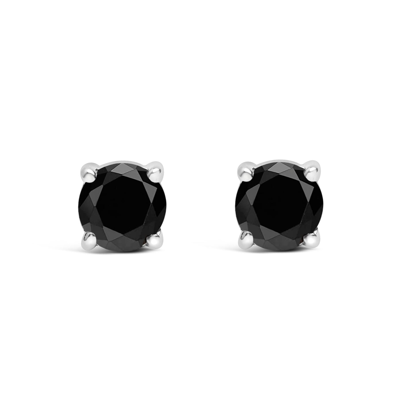 .925 Sterling Silver 1/2 Cttw Black Diamond Solitaire Stud Earrings Bids.com