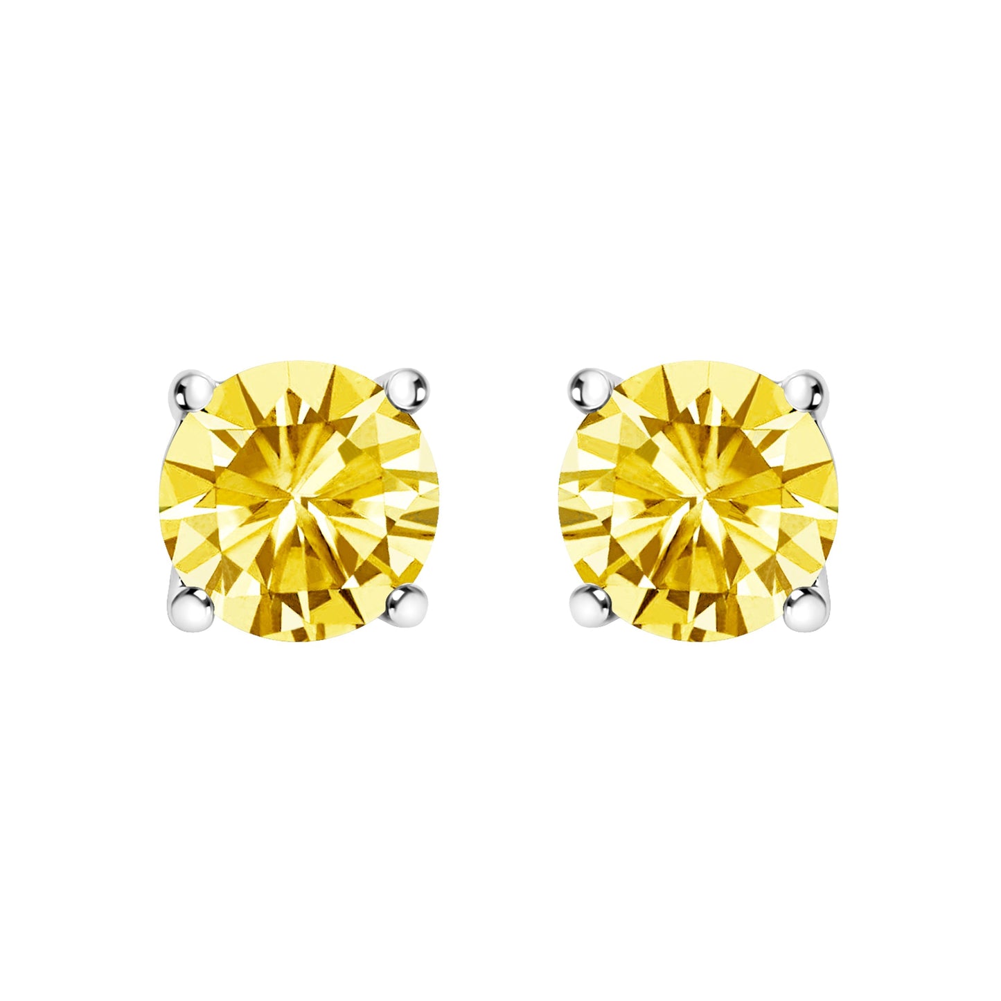 14K White Gold 1.0 Cttw Lab Grown Yellow Diamond Solitaire Stud Earrings (Yellow Color, VS2-SI1 Clarity) Bids.com