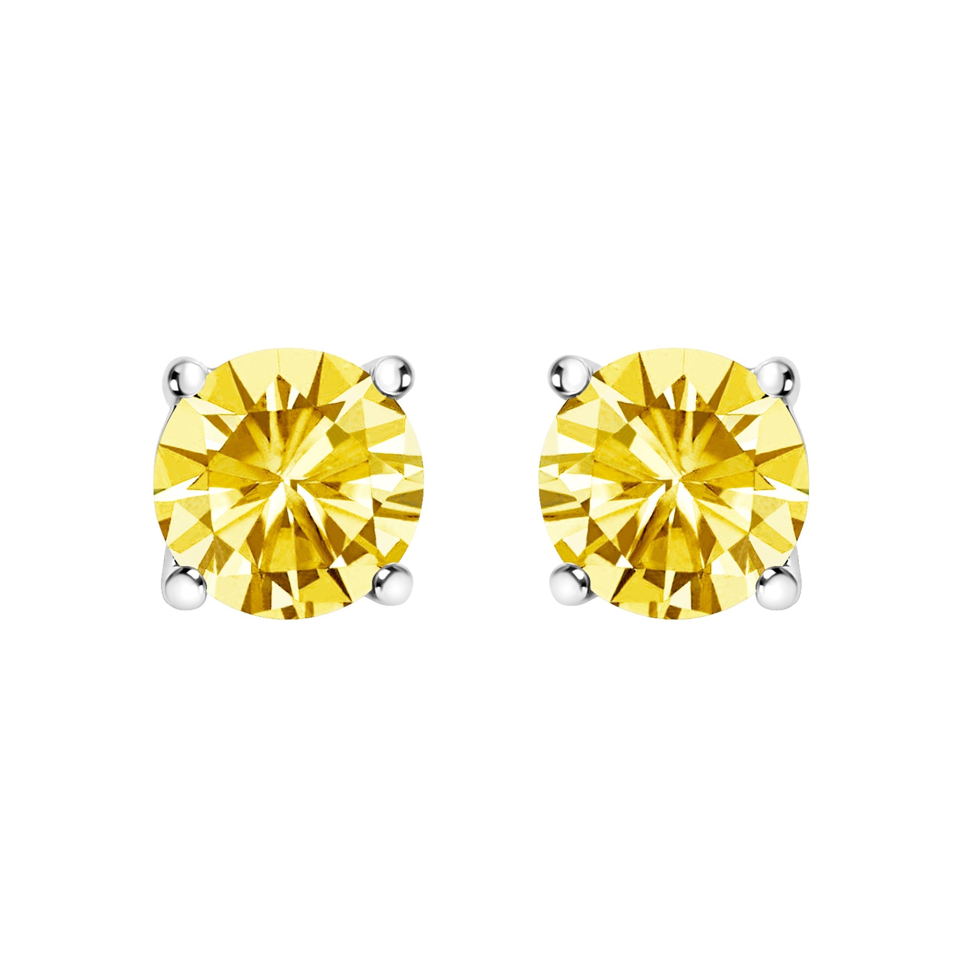 14K White Gold 1.0 Cttw Lab Grown Yellow Diamond Solitaire Stud Earrings (Yellow Color, VS2-SI1 Clarity) Bids.com
