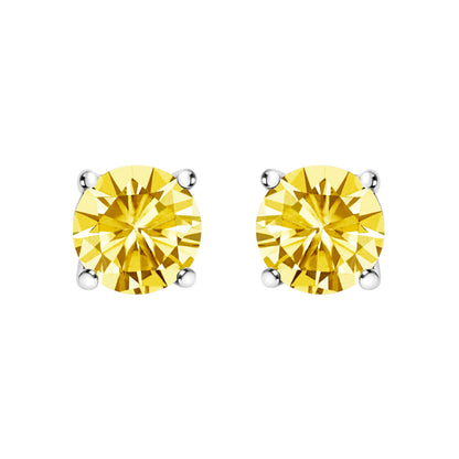 14K White Gold 1.0 Cttw Lab Grown Yellow Diamond Solitaire Stud Earrings (Yellow Color, VS2-SI1 Clarity) Bids.com