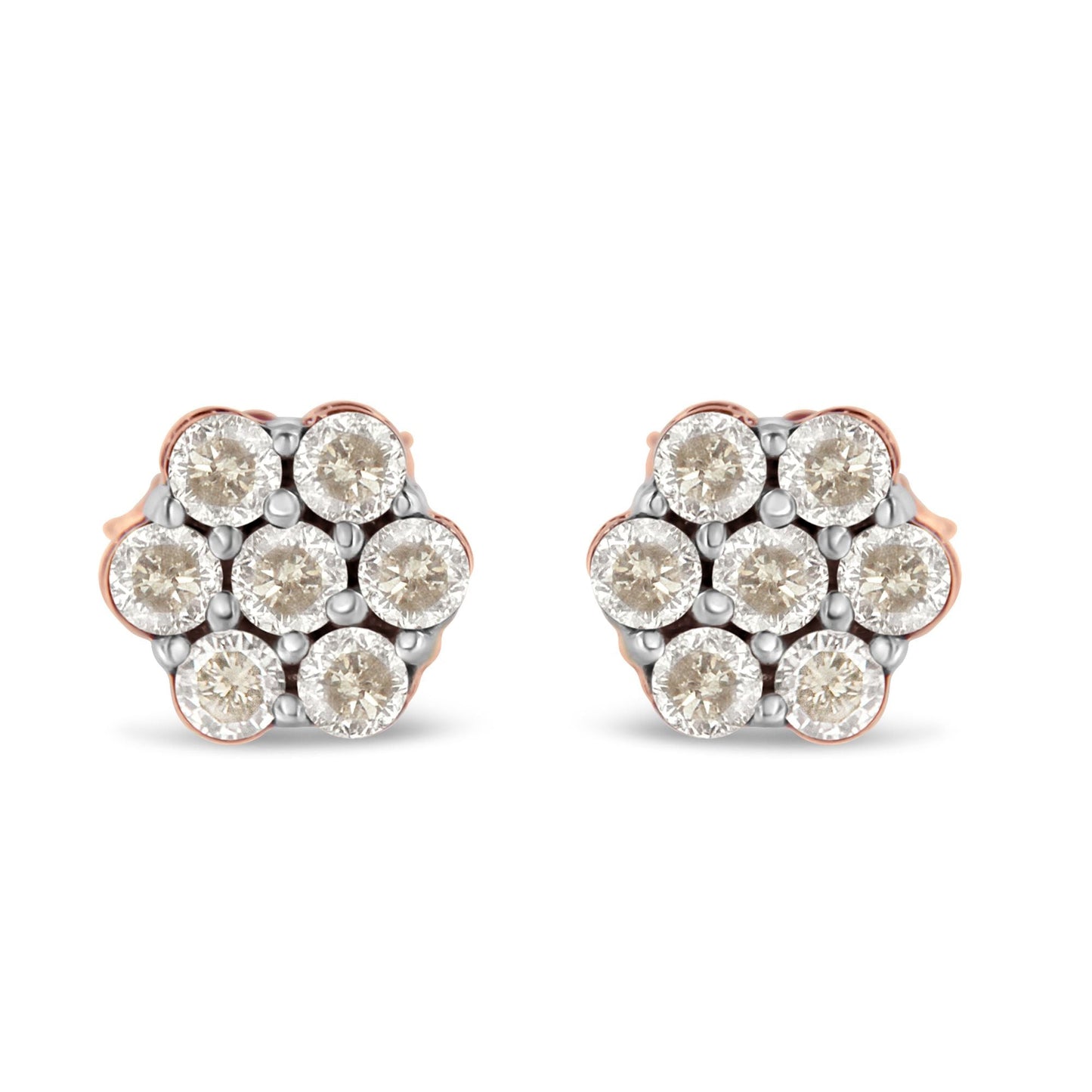 10K Rose Gold Diamond Floral Stud Earrings (0.5 cttw, J-K Color, I1-I2 Clarity) Bids.com
