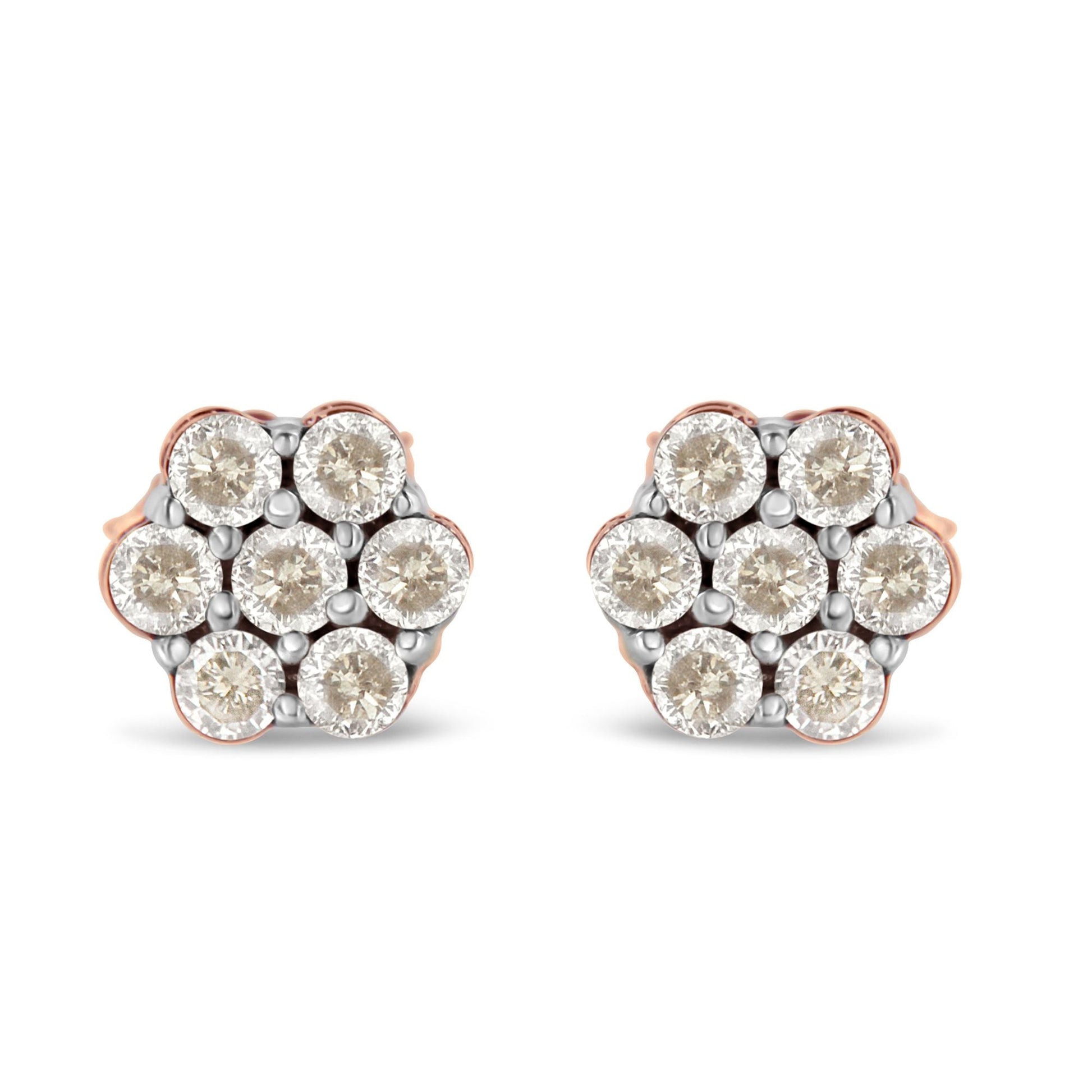 10K Rose Gold Diamond Floral Stud Earrings (0.5 cttw, J-K Color, I1-I2 Clarity) Bids.com