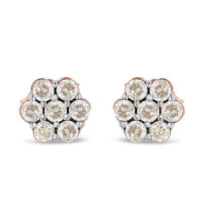 10K Rose Gold Diamond Floral Stud Earrings (0.5 cttw, J-K Color, I1-I2 Clarity) Bids.com
