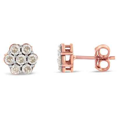 10K Rose Gold Diamond Floral Stud Earrings (0.5 cttw, J-K Color, I1-I2 Clarity) Bids.com