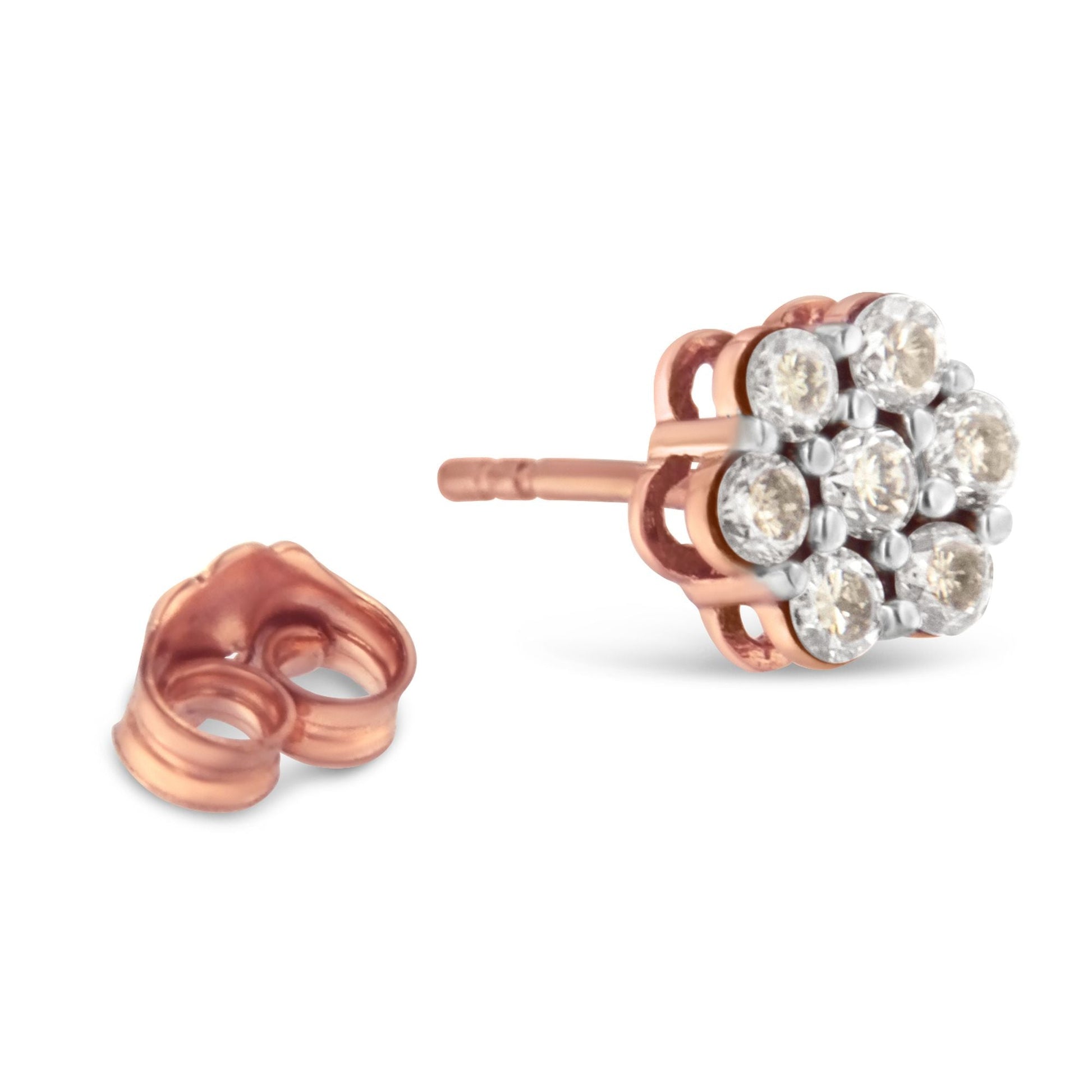 10K Rose Gold Diamond Floral Stud Earrings (0.5 cttw, J-K Color, I1-I2 Clarity) Bids.com