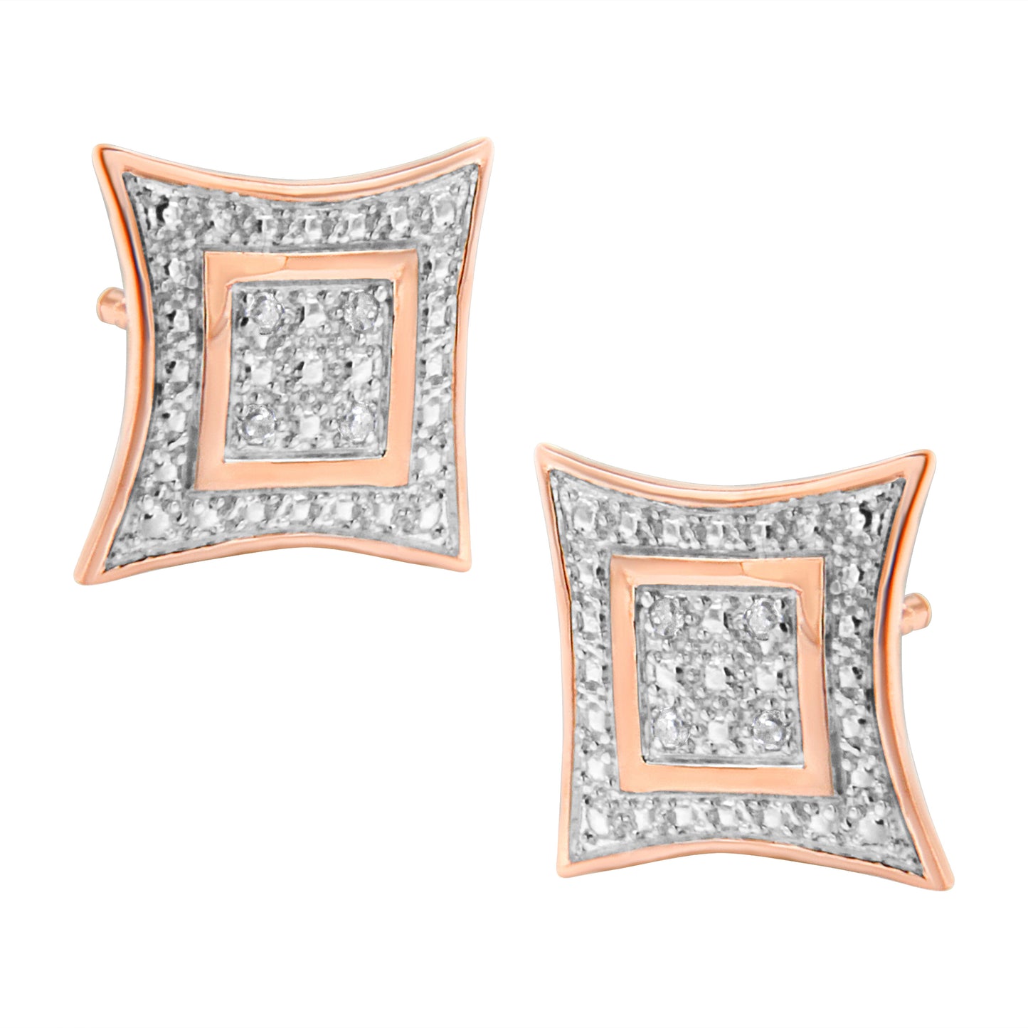 .925 Sterling Silver Diamond Accented 4-Stone Four Pointed Star Shaped Halo-Style Stud Earrings (H-I Color, I2-I3 Clarity) Bids.com