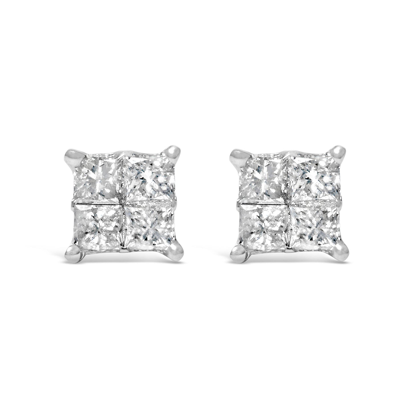 10K White Gold Diamond Stud Earrings (3/4 cttw, H-I Color, SI2-I1 Clarity) Bids.com