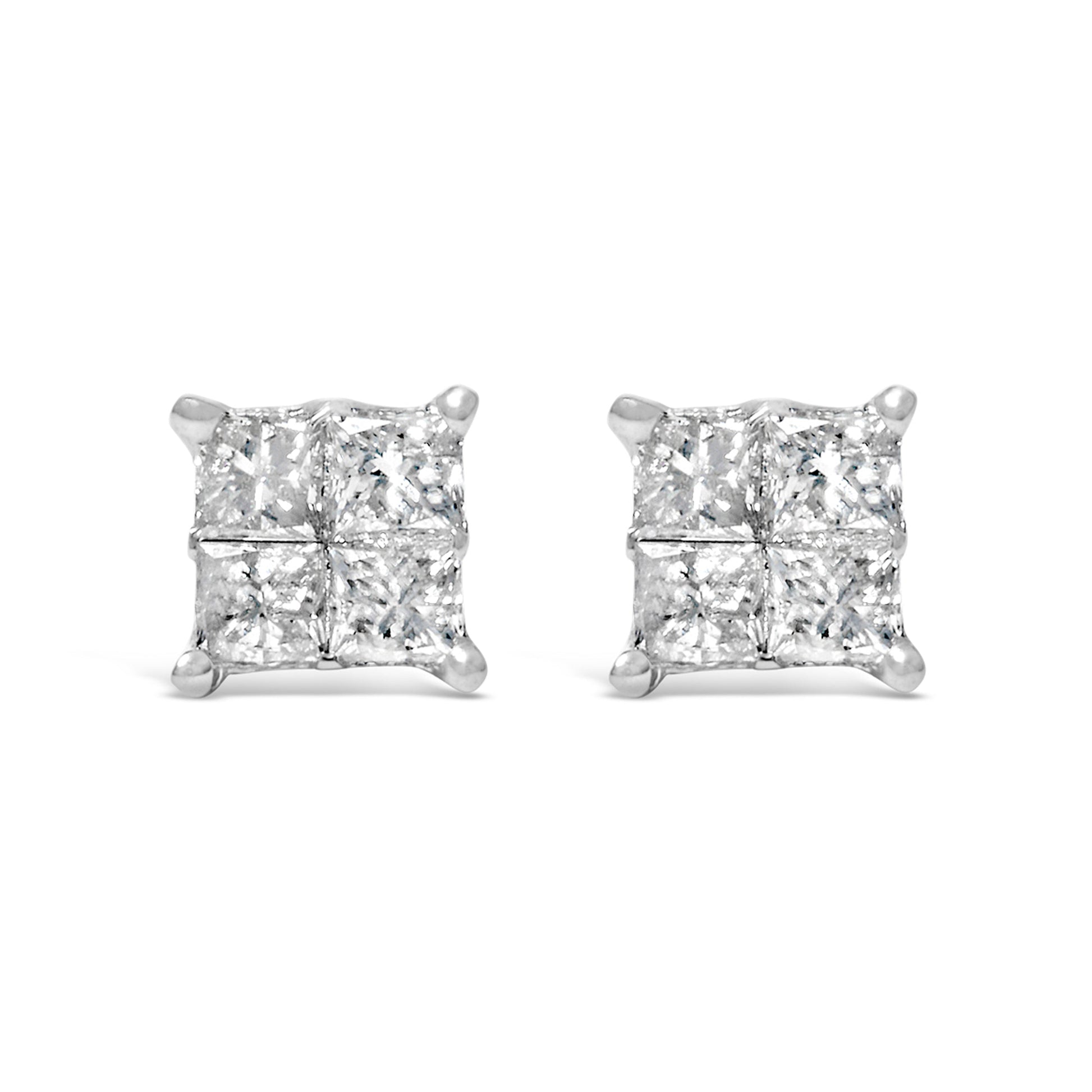 10K White Gold Diamond Stud Earrings (3/4 cttw, H-I Color, SI2-I1 Clarity) Bids.com