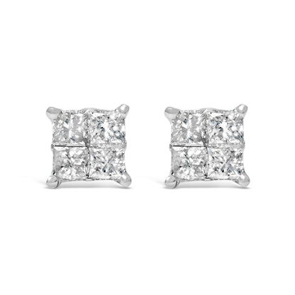 10K White Gold Diamond Stud Earrings (3/4 cttw, H-I Color, SI2-I1 Clarity) Bids.com